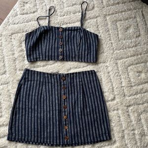 Striped mini skirt with buttons with matching halter top